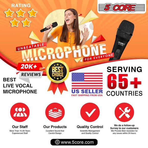 5Core XLR Microphone Dynamic Mic Karaoke Singing Studio Mics Handheld Microfono - Picture 9 of 9